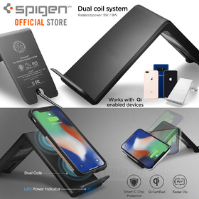 Fast Wireless Qi Charger, Genuine SPIGEN Essential F303W for Samsung Galaxy S9 / S9 Plus / S8 / S8 Plus / Note 8 / iPhone X /8 / 8 Plus