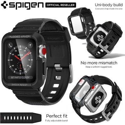 For Apple Watch Series 3/2/1 Case, Genuine SPIGEN Rugged Armor Pro Soft Cover + Strap Band for 42mm