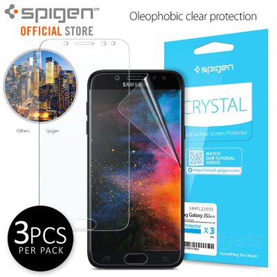 Galaxy J5 2017 Screen Protector, Genuine SPIGEN Film Crystal for Samsung 3PCS/PK