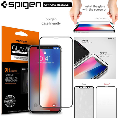 iPhone X Screen Protector, Genuine SPIGEN Full Cover Tempered Glass for Apple