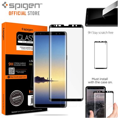 Galaxy Note 8 Screen Protector, Genuine SPIGEN GLAS.tR Curved 9H Tempered Glass