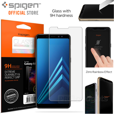 Galaxy A8 2018 Screen Protector Genuine SPIGEN GLAS.tR Slim 9H Tempered Glass 