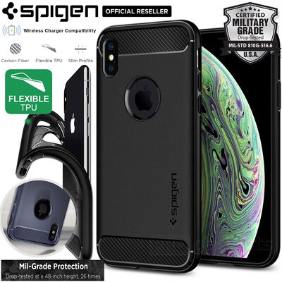 iPhone XS Case, Genuine SPIGEN Rugged Armor Resilient Ultra Soft Cover for Apple