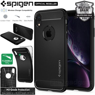 iPhone XR Case, Genuine SPIGEN Rugged Armor Resilient Ultra Soft Cover for Apple
