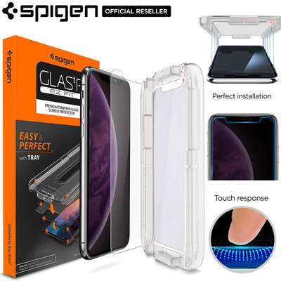 iPhone 11 / XR Glass Screen Protector, Genuine SPIGEN GLAS.tR EZ Fit Tempered Glass for Apple