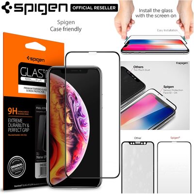 iPhone 11 Pro Max / XS Max Screen Protector, Genuine SPIGEN Full Cover 9H Tempered Glass
