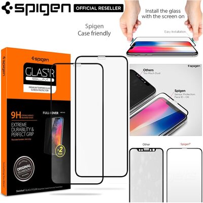 iPhone 11 Pro Max / XS Max Screen Protector, Genuine SPIGEN Full Cover 9H Tempered Glass 2PCS