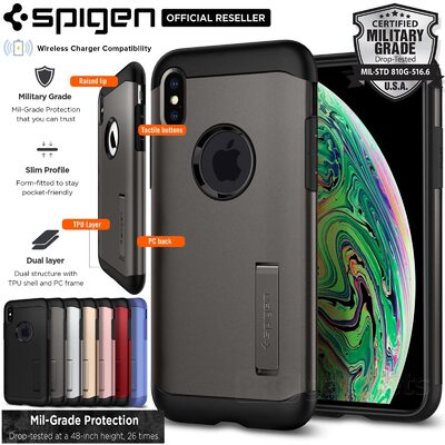 iPhone XS Max Case, Genuine SPIGEN Slim Armor Heavy Duty Cover for Apple