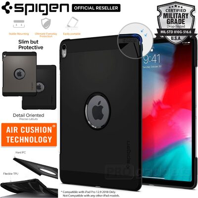 iPad Pro 12.9 2018 Case, Genuine SPIGEN Heavy Duty Tough Armor Hard Cover 