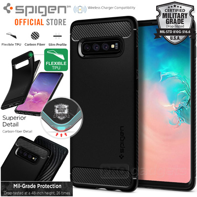 Galaxy S10 Case, Genuine SPIGEN Rugged Armor Slim Soft Resilient Cover Samsung