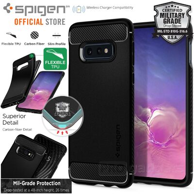 Galaxy S10e Case, Genuine SPIGEN Rugged Armor Slim Soft Cover for Samsung