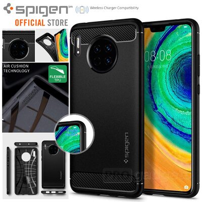 Huawei Mate 30 Case, Genuine Spigen Rugged Armor Resilient Ultra Soft Cover