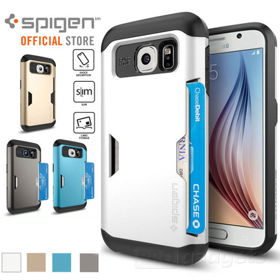 Galaxy S6 Case, Genuine SPIGEN Slim Armor CS Card Holder Cover for Samsung S6 Unpackaged