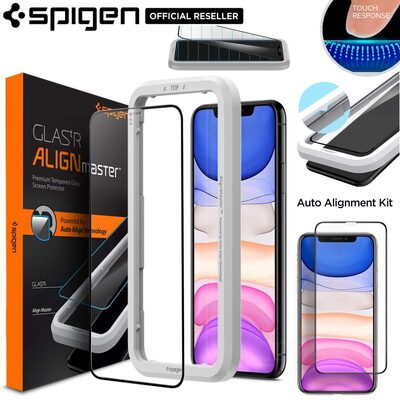 iPhone 11 Screen Protector, Genuine SPIGEN GLAS.tR Slim Full Cover AlignMaster 9H Tempered Glass for Apple 1PC