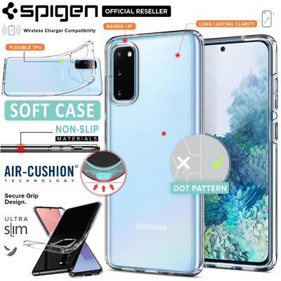 Galaxy S20 Case, Genuine SPIGEN Liquid Crystal Exact Fit Slim Soft Cover for Samsung