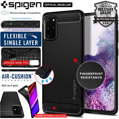 Galaxy S20 Plus Case, Genuine SPIGEN Rugged Armor Resilient Ultra Soft Cover for Samsung
