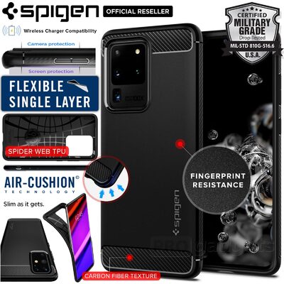 Galaxy S20 Ultra 5G Case, Genuine SPIGEN Rugged Armor Resilient Ultra Soft Cover for Samsung