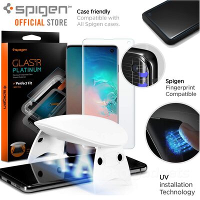Galaxy S10 Screen Protector, Genuine SPIGEN GLAS.tR Platinum UV Tempered Glass for Samsung