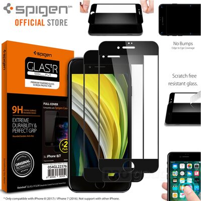 Genuine SPIGEN GLAS.tR Full Cover Tempered Glass for Apple iPhone 8 7 Screen Protector 2 PCS