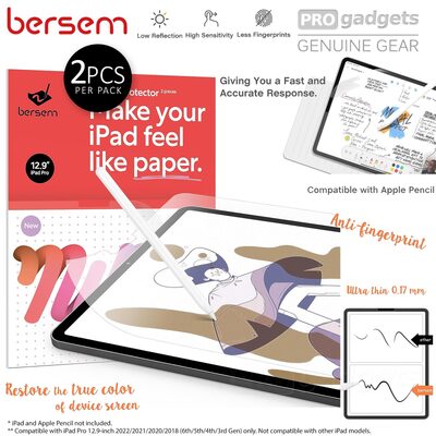 Bersem Paperfeel Film Screen Protector 2PCS for Apple iPad Pro 12.9 (2022/2021/2020/2018)
