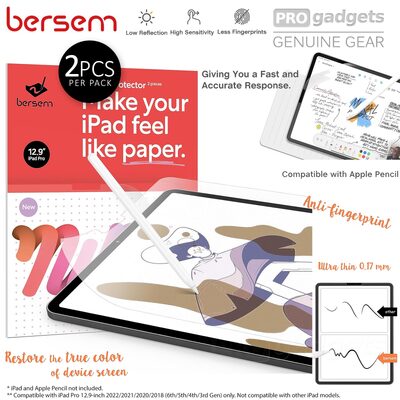 Bersem Paperfeel Film Screen Protector 2PCS for Apple iPad Pro 12.9 (2021/2020/2018)