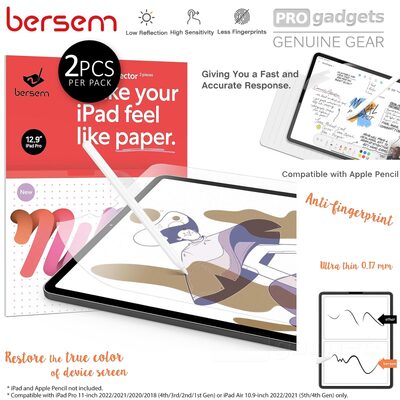 Genuine Bersem Paperlike Screen Protector for Apple iPad Pro 11 (2021/2020/2018) / iPad Air 4 / 5  2PCS