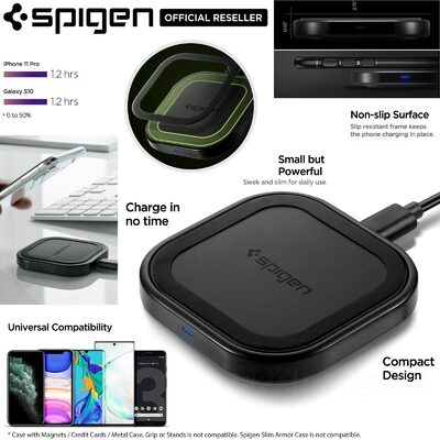 Genuine Spigen F309W 10W SteadiBoost Compact Qi Fast Wireless Charger for Mobile Phones Universal iPhone Galaxy