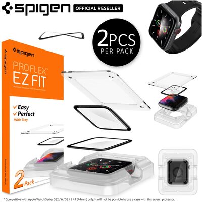 SPIGEN Pro Flex EZ Fit (44mm) 2PCS Glass Screen Protector for Apple Watch Series SE2/6/SE/5/4