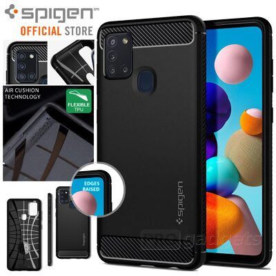Genuine SPIGEN Rugged Armor Resilient Ultra Soft Cover for Samsung Galaxy A21s Case