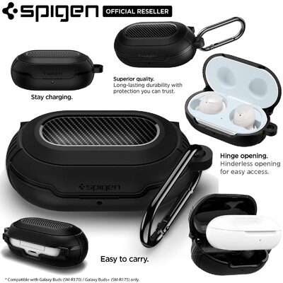 Genuine Spigen Rugged Armor Resilient Soft Cover for Samsung Galaxy Buds/Buds+ Plus Case