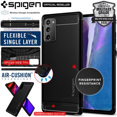Genuine SPIGEN Rugged Armor Resilient Ultra Soft Cover for Samsung Galaxy Note 20 Case