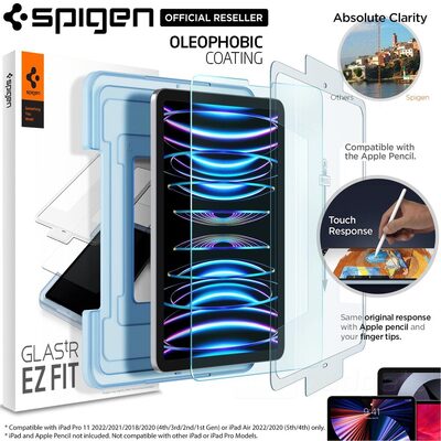 SPIGEN EZ Fit GLAS.tR Slim 1PC Glass Screen Protector for iPad Pro 11 (2022/2021/2020/2018) / iPad Air 10.9 (2022/2020)