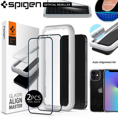 Genuine SPIGEN AlignMaster Full Cover Tempered Glass for Apple iPhone 12 mini (5.4-inch) Screen Protector 2 Pcs/Pack