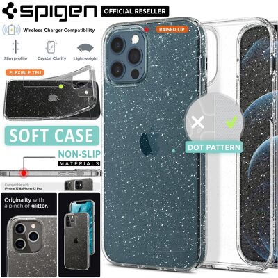 Genuine SPIGEN Liquid Crystal Glitter Slim Soft Cover for Apple iPhone 12 / iPhone 12 Pro (6.1-inch) Case