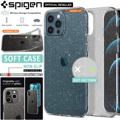 Genuine SPIGEN Liquid Crystal Glitter Slim Soft Cover for Apple iPhone 12 Pro Max (6.7-inch) Case