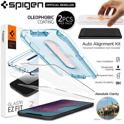 Genuine SPIGEN Glas.tR EZ Fit Tempered Glass for Apple iPhone 12 Pro Max (6.7-inch) Glass Screen Protector 2 Pcs/Pack