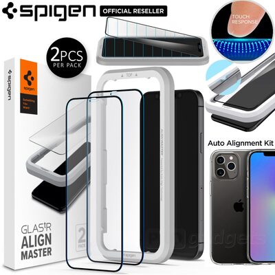 Genuine SPIGEN AlignMaster Full Cover Tempered Glass for Apple iPhone 12 Pro Max (6.7-inch) Glass Screen Protector 2 Pcs/Pack