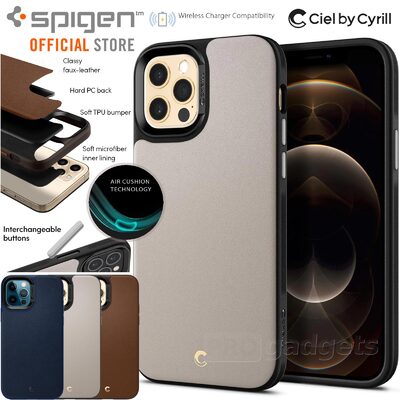 Genuine SPIGEN Ciel by CYRILL Leather Brick Air Cushion Cover for Apple iPhone 12 Pro Max (6.7-inch) Case