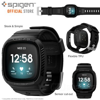 Genuine SPIGEN Rugged Armor Pro Wristband Cover for Fitbit Sense / Versa 3 Case