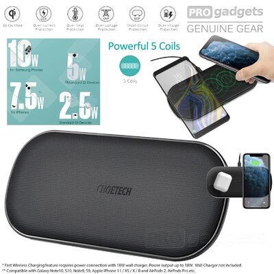 Choetech 5 Coils 10W Dual Wireless Charging Pad