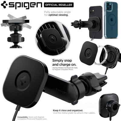 SPIGEN OneTap ITS12W MagSafe Magnetic Wireless Car Charger Air Vent Mount for iPhone 13 / 12 Series