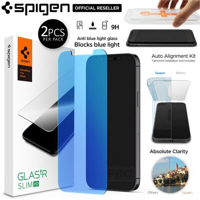 SPIGEN GLAS.tR EZ Fit Anti Blue 2PCS Glass Screen Protector for iPhone 13 mini (5.4-inch)