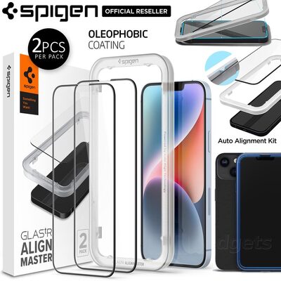 SPIGEN AlignMaster Full Cover 2PCS Glass Screen Protector for iPhone 14 / 13 / 13 Pro (6.1-inch)