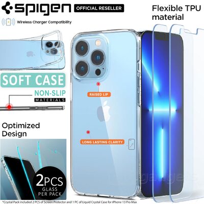 SPIGEN Crystal Pack Case & Screen Protectors 2PCS for iPhone 13 Pro Max (6.7-inch)