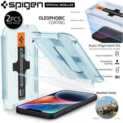SPIGEN GLAS.tR EZ Fit 2PCS Glass Screen Protector for iPhone 14 Plus / 13 Pro Max (6.7-inch)