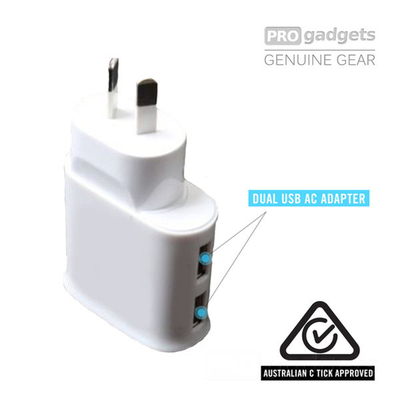 PRO gadgets Dual USB Wall AC Charger Adapter for Smartphone Universal iPhone / Galaxy - 2 Pack