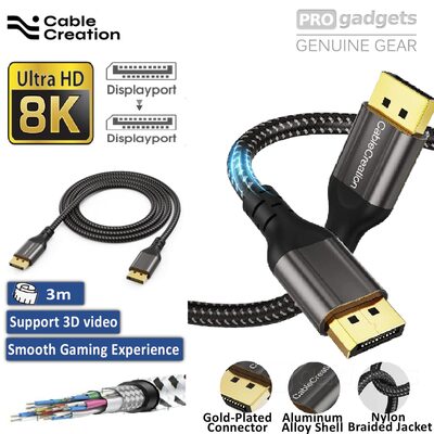CableCreation 8k 60 Hz DP DisplayPort 1.4 to DP DisplayPort Cable 3M