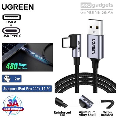 UGREEN 2m USB A to USB C Right Angle 90 Degree Cable