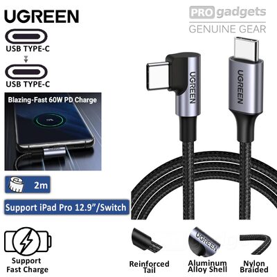 UGREEN 2m USB C to USB C Right Angle 90 Degree Cable