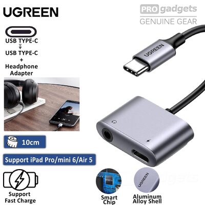 UGREEN 2 in 1 USB C to 3.5mm AUX Audio Adapter with DAC Chip + USB-C PD 3.0 Power Supply